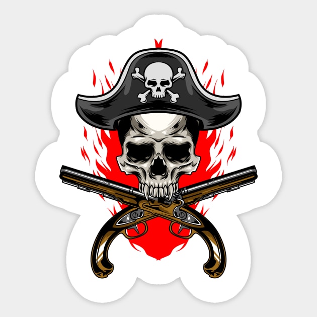 Skull Pirates Fire Guns Sticker by Harrisaputra